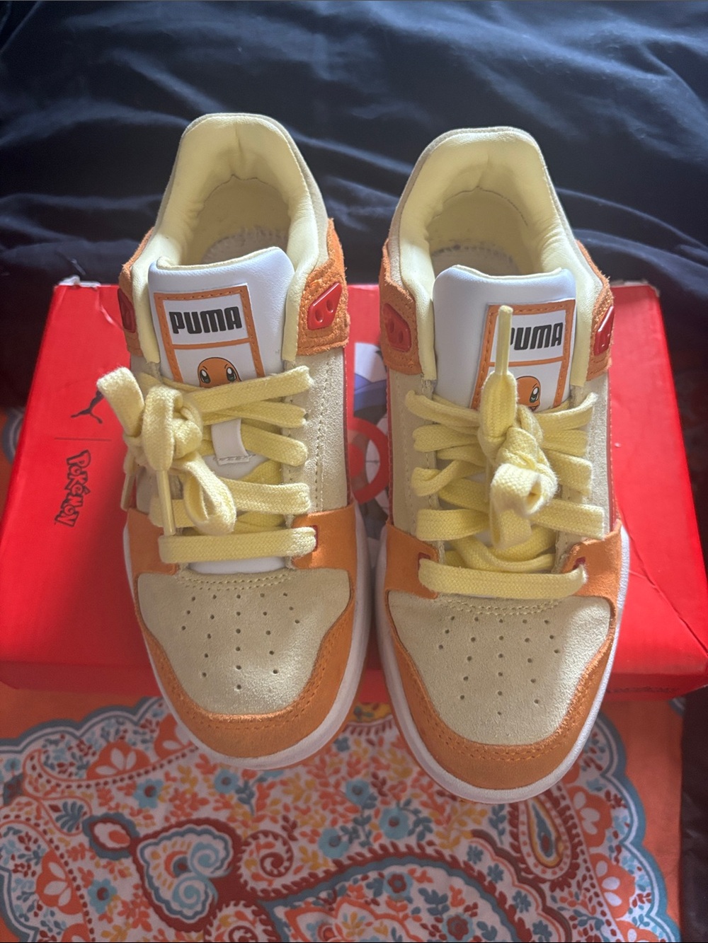 Puma Kids Yellow and Orange Low-Top Sneakers with Charm Logo